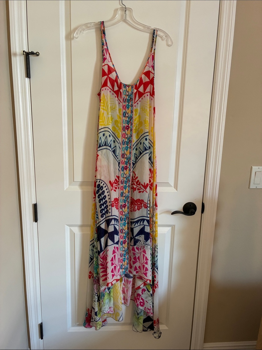 Johnny Was Multicolor Floral & Geometric Maxi Dress - Pink Red Yellow Blue Cream